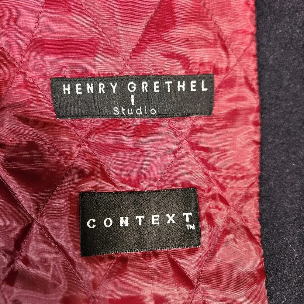 Henry Grethel Studio Blazer Men's Black Medium Authentic Wool Blend Quilted‎